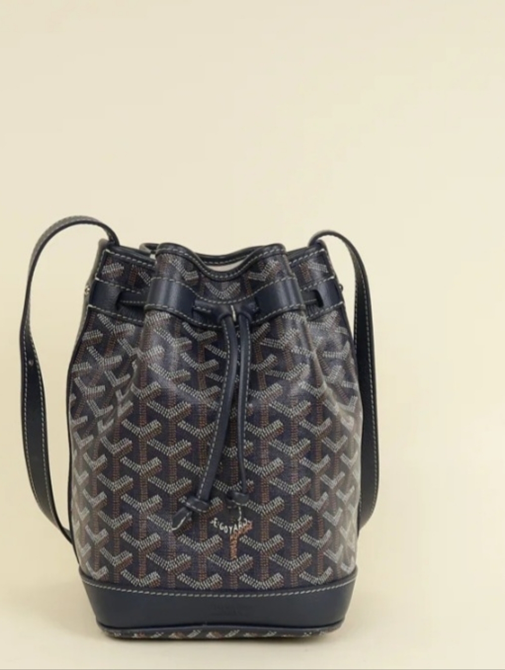 Authentic Goyard Navy Blue Bucket Petit